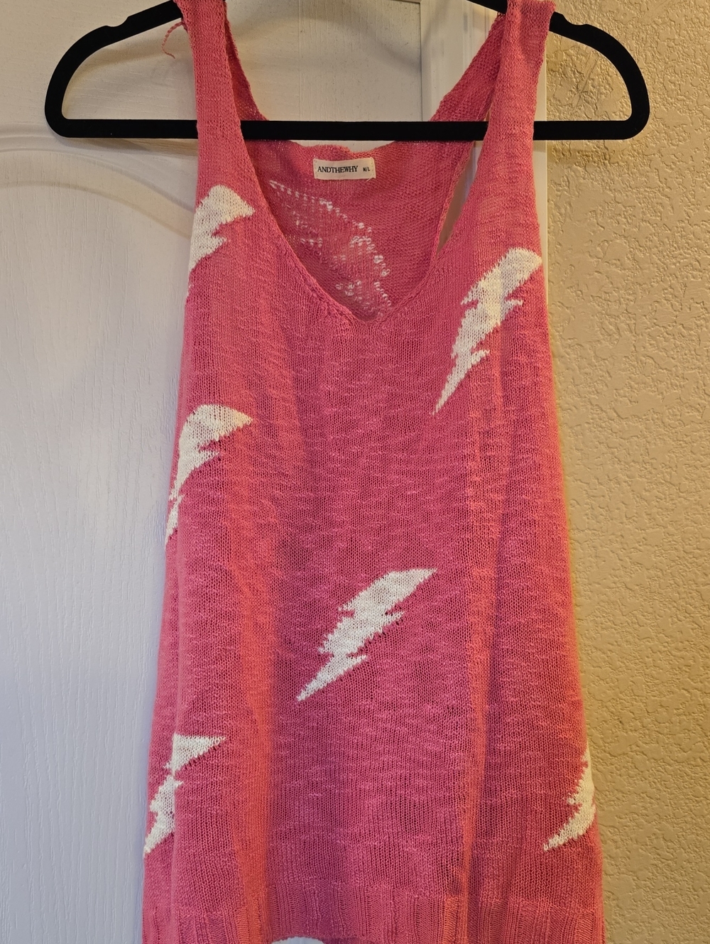 ANDTHEWHY Pink Lightning Knit Tank